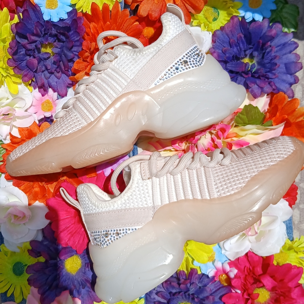 Steve Madden Maxima Tan & Rhinestone Sneakers